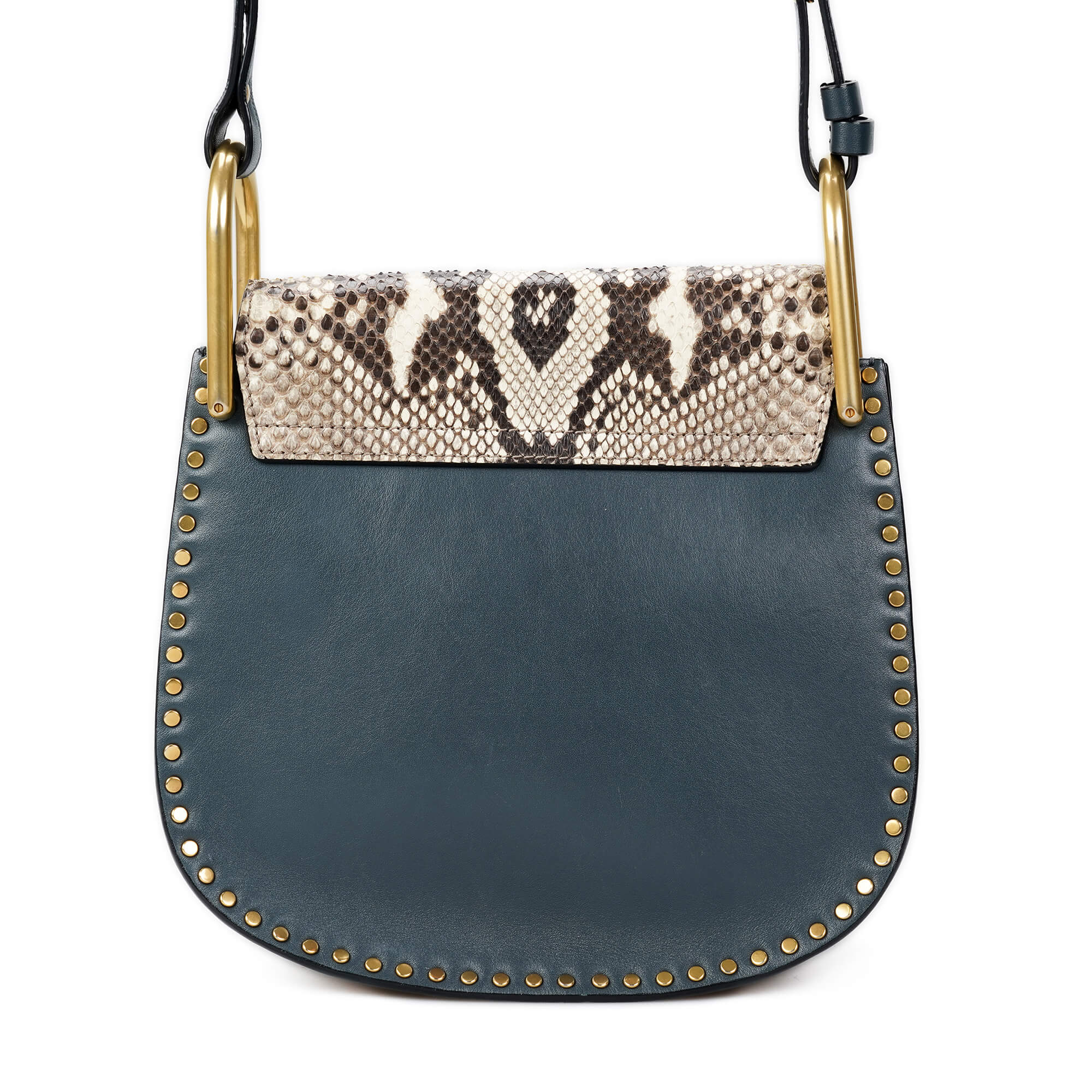 Chloe - Navy Leather Studded Tassel Detail Hudson Bag